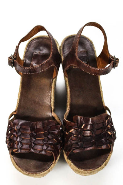 Dolce Vita Brown Leather Platform Wedge Ankle Strap Sandals Size 6