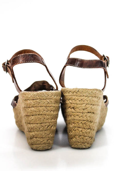 Dolce Vita Brown Leather Platform Wedge Ankle Strap Sandals Size 6