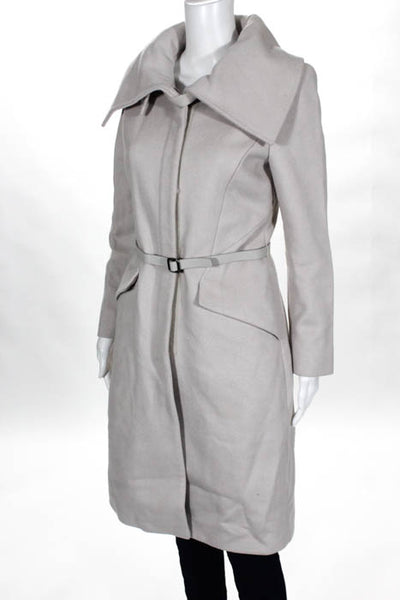 Elie Tahari Gray Shawl Collar Long Coat Size Small