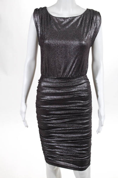 Alice + Olivia Purple Metallic Ruched Bodycon Dress Size Extra Small