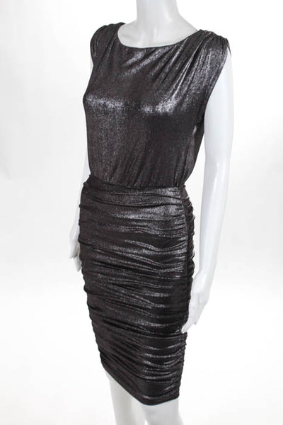 Alice + Olivia Purple Metallic Ruched Bodycon Dress Size Extra Small