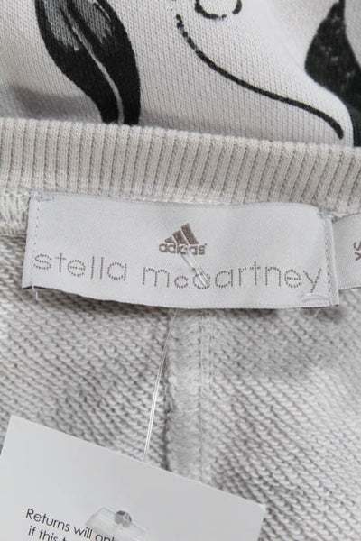 adidas by Stella McCartney White Gray Cotton Floral Scoop Neck Blouse Size XS