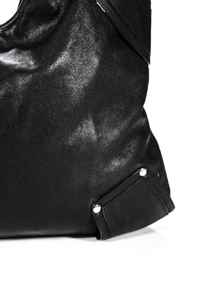 Kooba Black Leather Studded Structured Extra Large Shoulder Handbag