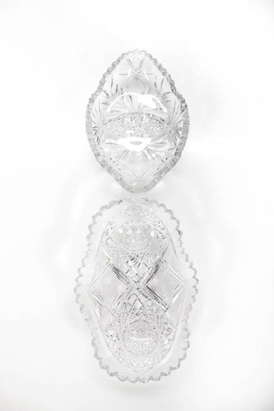 Lot 2 Designer Crystal Clear Sharp Accented Serving Salad or Dip Dishes