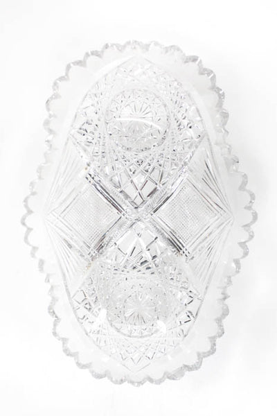Lot 2 Designer Crystal Clear Sharp Accented Serving Salad or Dip Dishes