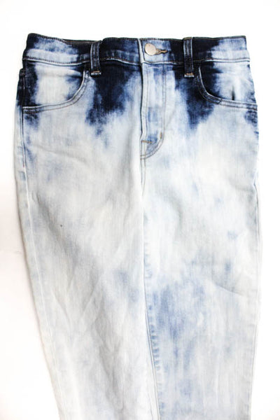 J Brand Dark Blue White Cotton Blend Zipper Closure Skinny Leg Jeans Size 25