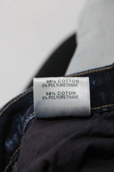 J Brand Dark Blue White Cotton Blend Zipper Closure Skinny Leg Jeans Size 25