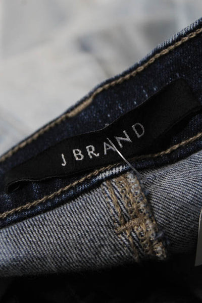 J Brand Dark Blue White Cotton Blend Zipper Closure Skinny Leg Jeans Size 25