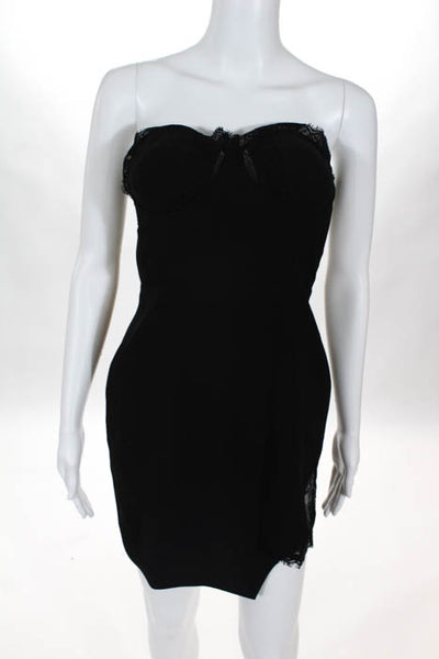 NBD Black Sweetheart Lace Trim Mini Sheath Dress Size Small