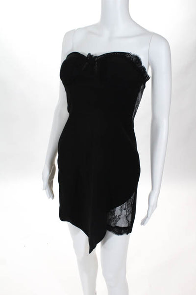 NBD Black Sweetheart Lace Trim Mini Sheath Dress Size Small
