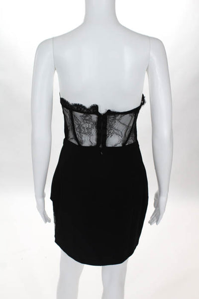 NBD Black Sweetheart Lace Trim Mini Sheath Dress Size Small