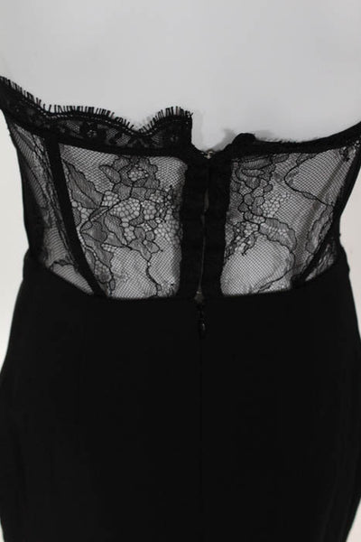 NBD Black Sweetheart Lace Trim Mini Sheath Dress Size Small