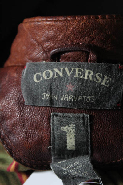 Converse John Varvatos Brown Distressed Leather Jacket Size Small