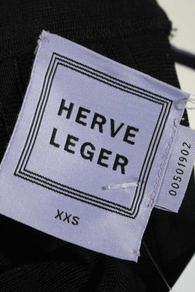 Herve Leger Black Ribbed A Line Trumpet Flare Skirt Size XXS