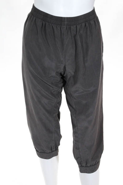 Clu Gray Silk Cotton Stretch Waist Capri Joggers Size Medium