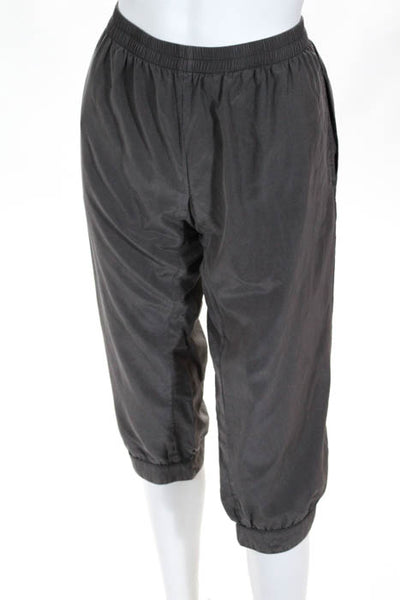 Clu Gray Silk Cotton Stretch Waist Capri Joggers Size Medium