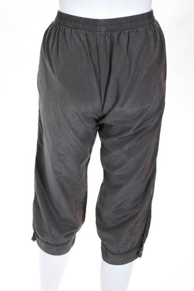 Clu Gray Silk Cotton Stretch Waist Capri Joggers Size Medium
