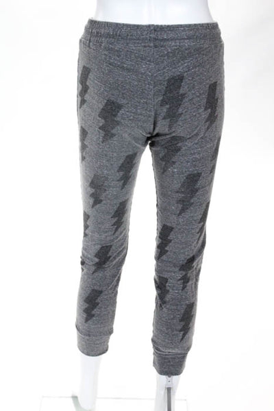 Lauren Moshi Gray Knit Lightening Bolt Tie Waist Joggers Sweatpants Size Small