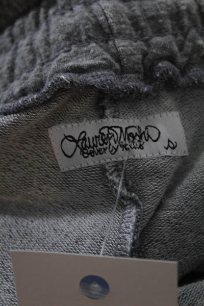 Lauren Moshi Gray Knit Lightening Bolt Tie Waist Joggers Sweatpants Size Small