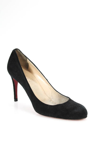Christian Louboutin Black Leather Almond Toe Classic Pumps Heels Size 9.5 M
