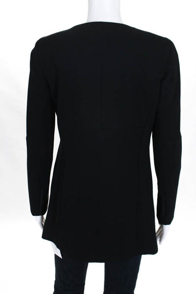 Ecru Black Button Down Long Sleeve Scoop Neck Coat Size 0