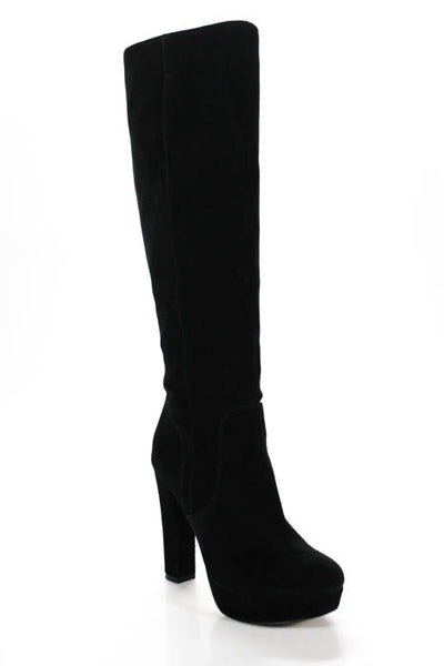 Michael Michael Kors Black Suede Round Toe Platform Mid Calf Boots Size 7 M
