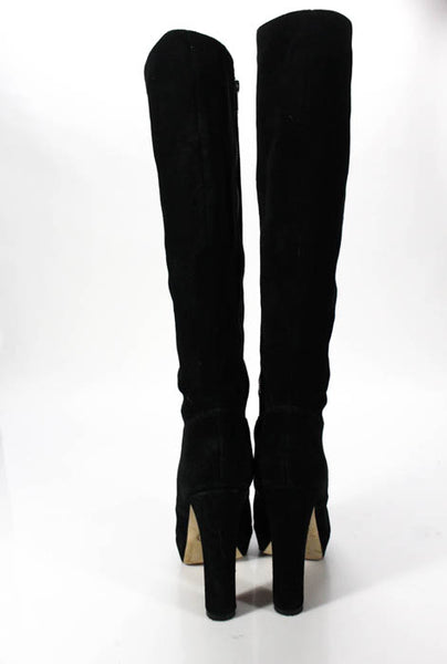 Michael Michael Kors Black Suede Round Toe Platform Mid Calf Boots Size 7 M