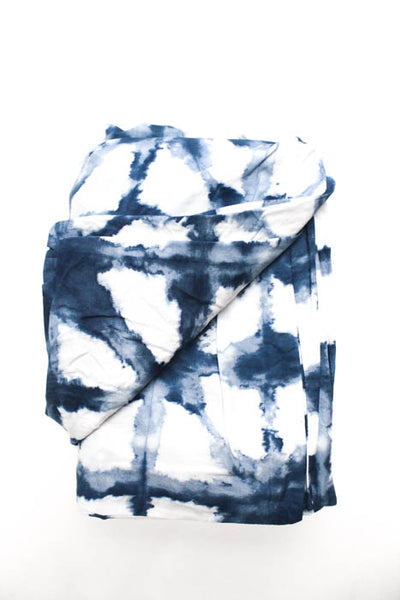 Shibori Blue White Cotton Queen Duvet Cover Standard Sham Set