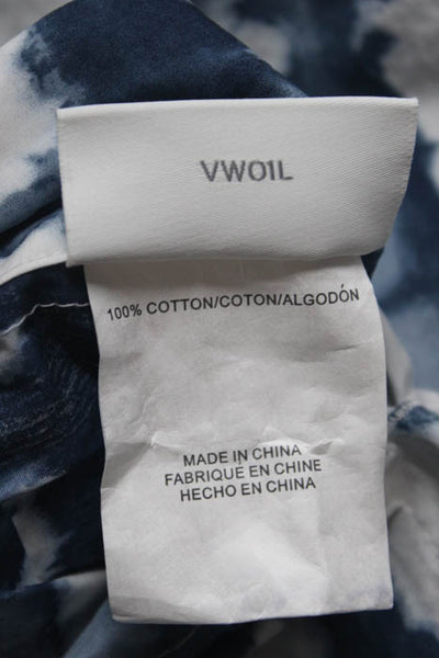 Shibori Blue White Cotton Queen Duvet Cover Standard Sham Set
