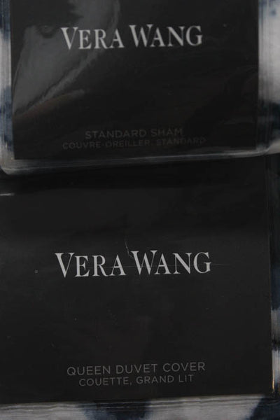 Shibori Blue White Cotton Queen Duvet Cover Standard Sham Set