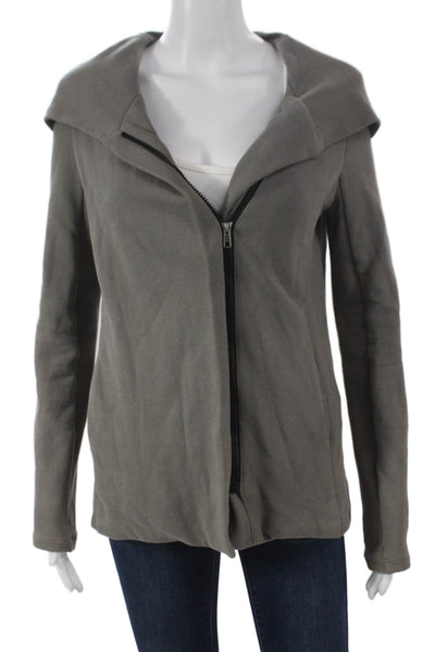 Standard James Perse Women Full Zip Hoodie Gray Cotton Cowl Neck Size 1