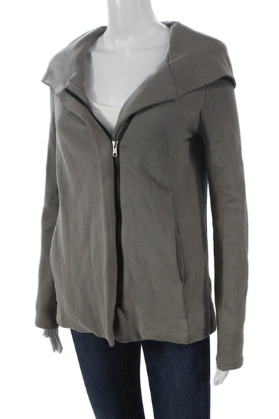 Standard James Perse Women Full Zip Hoodie Gray Cotton Cowl Neck Size 1