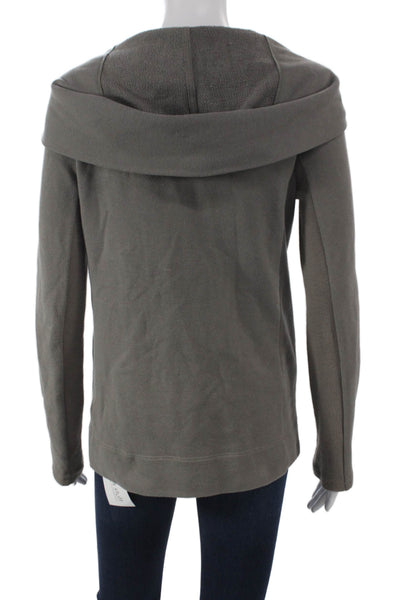 Standard James Perse Women Full Zip Hoodie Gray Cotton Cowl Neck Size 1