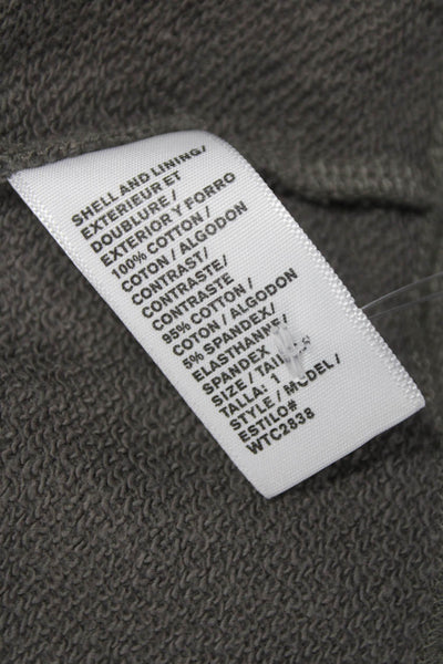 Standard James Perse Women Full Zip Hoodie Gray Cotton Cowl Neck Size 1