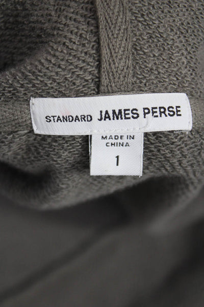 Standard James Perse Women Full Zip Hoodie Gray Cotton Cowl Neck Size 1