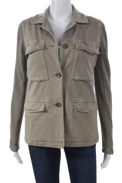James Perse Womens Gray Cotton Military Jacket Size 1