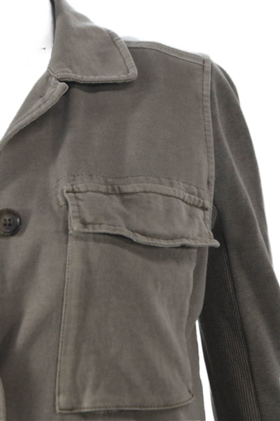 James Perse Womens Gray Cotton Military Jacket Size 1