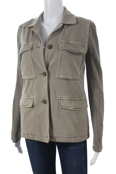 James Perse Womens Gray Cotton Military Jacket Size 1
