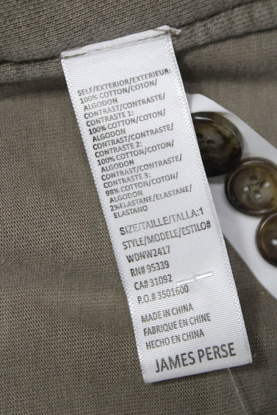James Perse Womens Gray Cotton Military Jacket Size 1