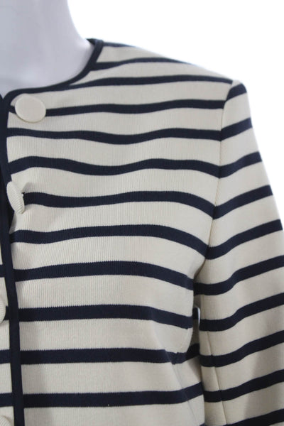 Drew Women Basic Jacket Ivory Striped Cotton Button Long Sleeve Size S
