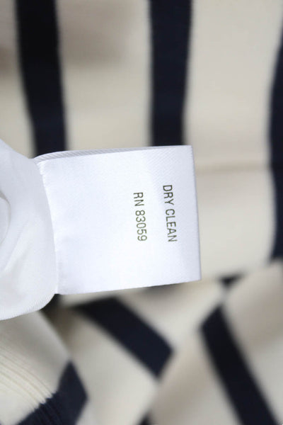 Drew Women Basic Jacket Ivory Striped Cotton Button Long Sleeve Size S