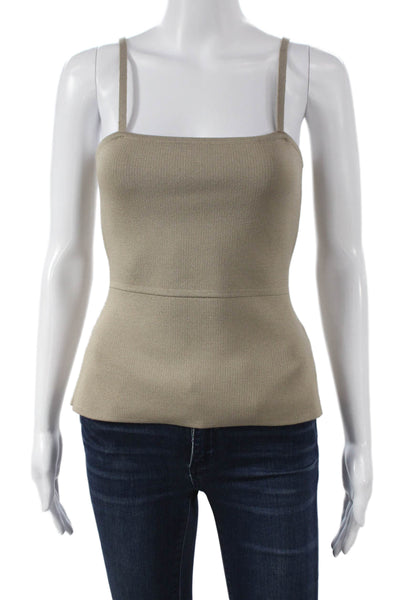 Drew Women Camisole Square Neck Beige Polyester Sleeveless Pullover Size M