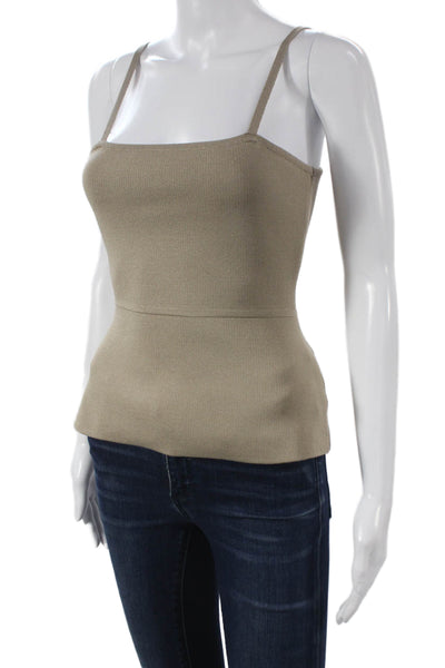 Drew Women Camisole Square Neck Beige Polyester Sleeveless Pullover Size M