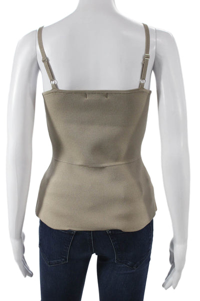 Drew Women Camisole Square Neck Beige Polyester Sleeveless Pullover Size M