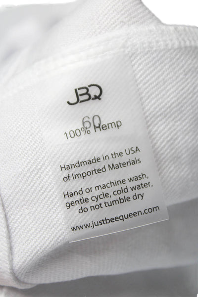 JBQ Women Cropped Collared Sleeveless Hemp White Blouse Spring Size S