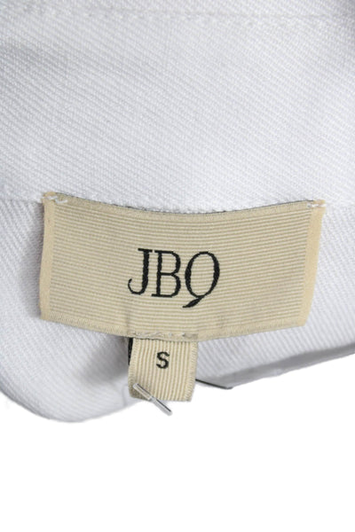 JBQ Women Cropped Collared Sleeveless Hemp White Blouse Spring Size S