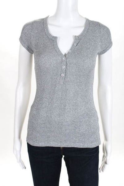 Designer Loona Silver Metallic Stretch Body-Con Short Sleeve Top One Sz. NEW $88
