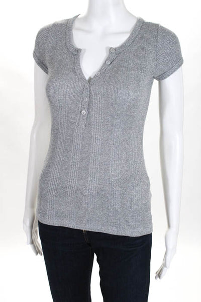 Designer Loona Silver Metallic Stretch Body-Con Short Sleeve Top One Sz. NEW $88