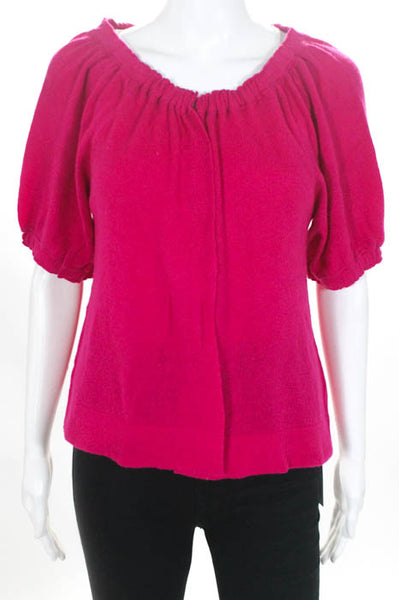 Christopher Fischer Hot Pink Cashmere One Button Cardigan Sweater Size Large