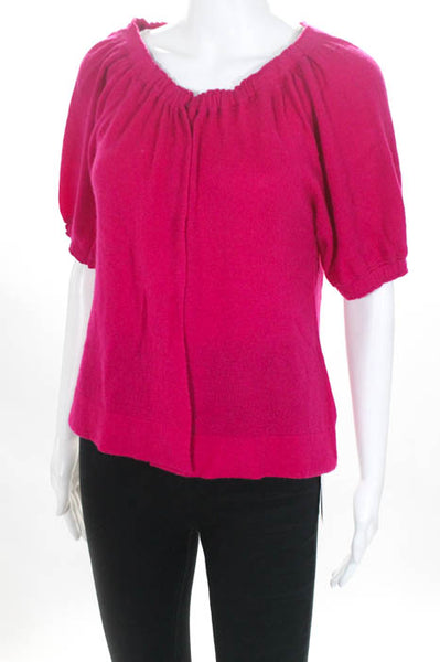 Christopher Fischer Hot Pink Cashmere One Button Cardigan Sweater Size Large